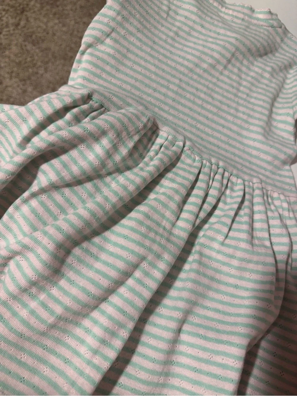 Tucker + Tate Mint Green and White Striped Short Sleeve Dress